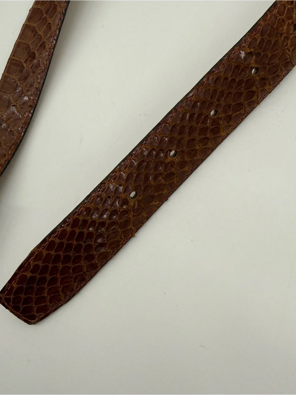 Christopher Roberts Mens Snakeskin Leather Belt Size 38 Silver Tone Hardware Vtg